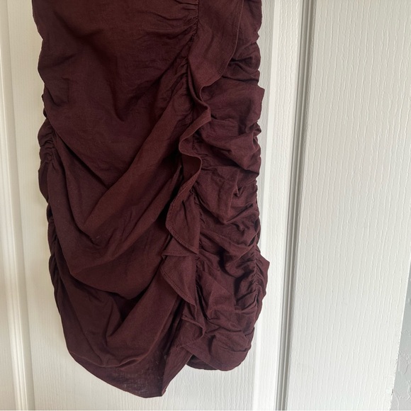 Zara Linen Blend Ruched Mini Dress. Size: Small. Good condition 🤎 - Picture 6 of 11